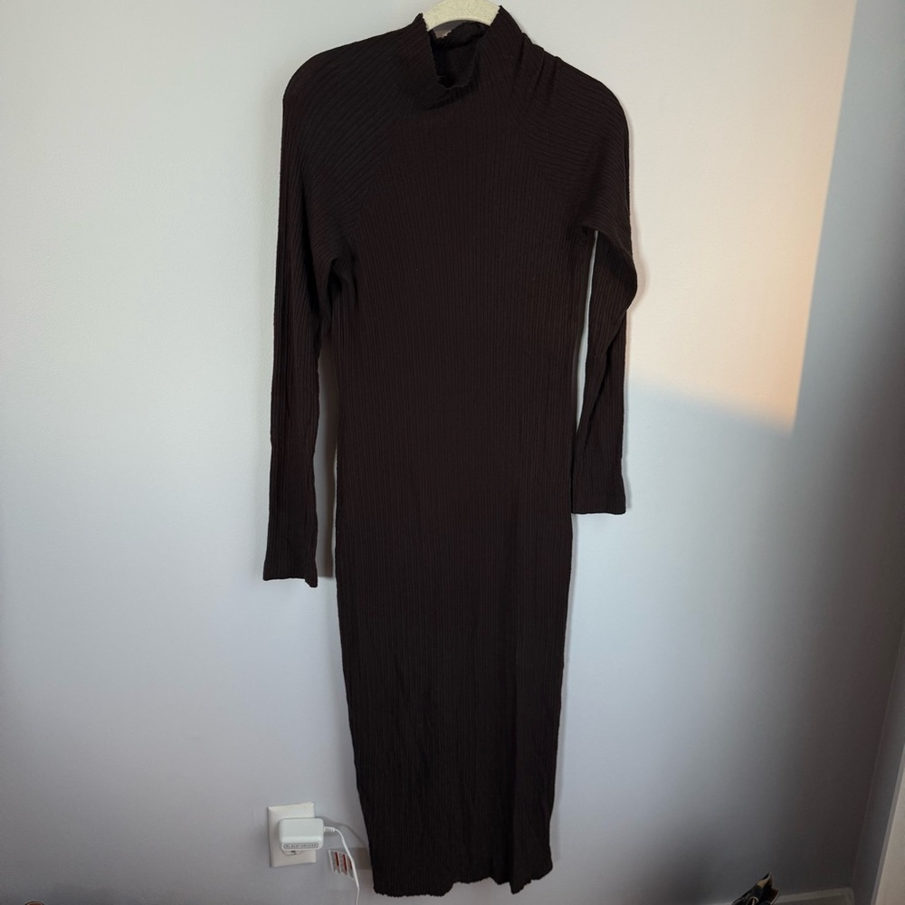 Enza Costa Dark Brown Long Sleeve Dress